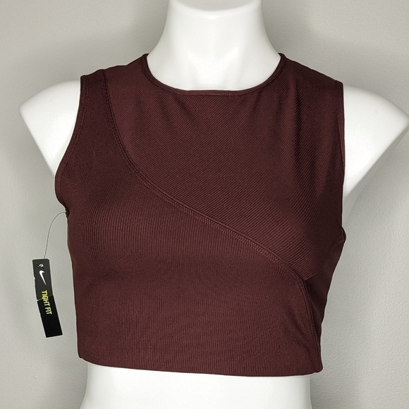 NWT Nike Pro Hypercrop maroon cropped tank M - Picture 1 of 8